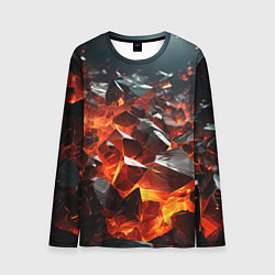 Лонгслив мужской Взрыв камней в красном неоне, цвет: 3D-принт