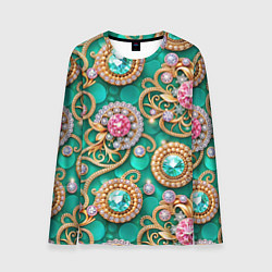 Мужской лонгслив Ювелирные бирюзовые украшение с золотом и бриллиан