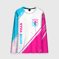 Мужской лонгслив Aston Villa neon gradient style вертикально