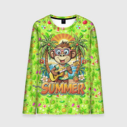 Лонгслив мужской Обезьяна с гитарой летний вайб, цвет: 3D-принт