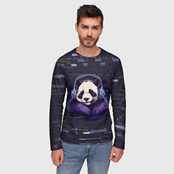 Лонгслив мужской Панда в наушниках слушает музыку, цвет: 3D-принт — фото 2