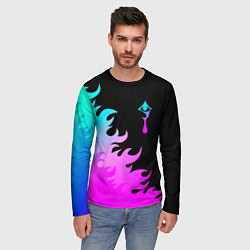 Лонгслив мужской Hellsing неоновый огонь, цвет: 3D-принт — фото 2