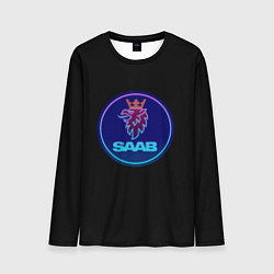 Мужской лонгслив Saab logo neon
