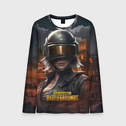 Мужской лонгслив PUBG девушка в шлеме