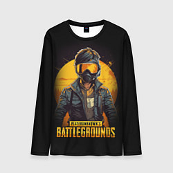 Лонгслив мужской PUBG игрок на закате черный фон, цвет: 3D-принт