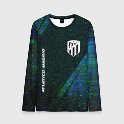 Лонгслив мужской Atletico Madrid glitch blue, цвет: 3D-принт