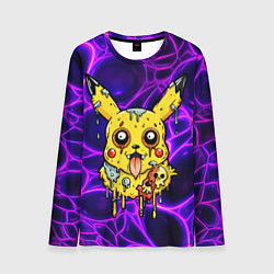 Мужской лонгслив Растекшийся Пикачу зомби на неоне