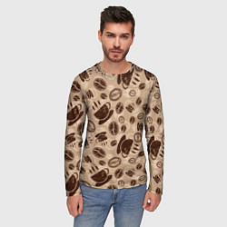 Лонгслив мужской Кофейный узор, цвет: 3D-принт — фото 2