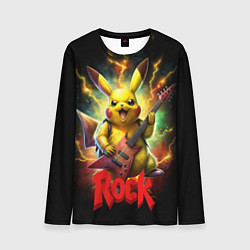 Мужской лонгслив Пикачу рок звезда с электрогитарой