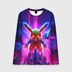 Лонгслив мужской Neon horror - cyber Pikachu, цвет: 3D-принт