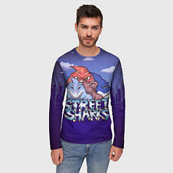 Лонгслив мужской Street sharks - Городские Уличные Акулы, цвет: 3D-принт — фото 2
