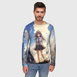Лонгслив мужской Девушка аниме, цвет: 3D-принт — фото 2