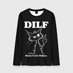 Мужской лонгслив DILF - damn I love felines