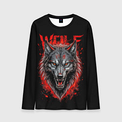 Лонгслив мужской Wolf red blood, цвет: 3D-принт