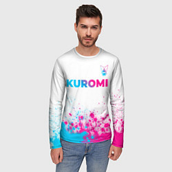 Лонгслив мужской Kuromi neon gradient style посередине, цвет: 3D-принт — фото 2