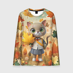 Мужской лонгслив Кошечка школьница