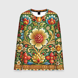 Лонгслив мужской Стиль советского ковра узоры и орнамент, цвет: 3D-принт