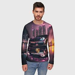 Лонгслив мужской Porshe night city, цвет: 3D-принт — фото 2
