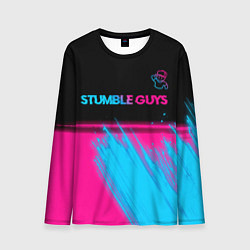 Лонгслив мужской Stumble Guys - neon gradient посередине, цвет: 3D-принт