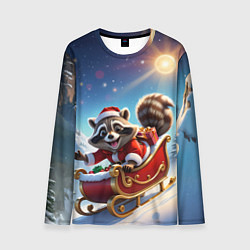 Мужской лонгслив Енот на санях