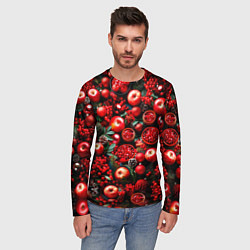 Лонгслив мужской Рождественские ягоды и фрукты, цвет: 3D-принт — фото 2
