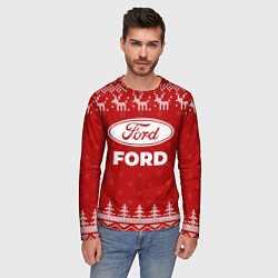 Лонгслив мужской Новогодний Ford с оленями, цвет: 3D-принт — фото 2
