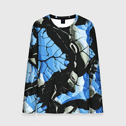 Лонгслив мужской Чёрные линии на чёрно-синем фоне, цвет: 3D-принт