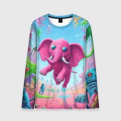 Мужской лонгслив Парящий в воздухе розовый слон - сюрреализм