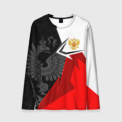 Лонгслив мужской Герб России - красно-белый, цвет: 3D-принт