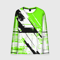 Лонгслив мужской Diagonal black and green stripes on a white backgr, цвет: 3D-принт