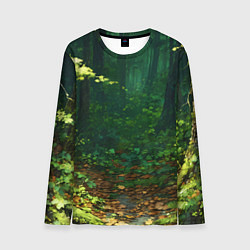Лонгслив мужской Зелёный летний лес, цвет: 3D-принт