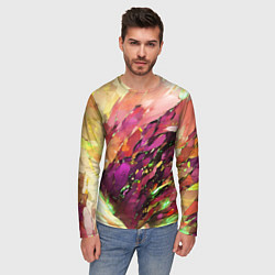 Лонгслив мужской Красно-жёлтая абстракция, цвет: 3D-принт — фото 2