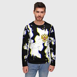 Лонгслив мужской Россия герб глитч, цвет: 3D-принт — фото 2