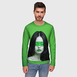 Лонгслив мужской Pop art девушка на зеленом фоне, цвет: 3D-принт — фото 2