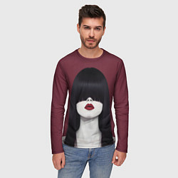 Лонгслив мужской Поп арт девушка на бордовом, цвет: 3D-принт — фото 2