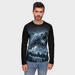 Лонгслив мужской Медведь в зимнем лесу, цвет: 3D-принт — фото 2