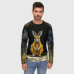 Лонгслив мужской Кенгуру на черном, цвет: 3D-принт — фото 2