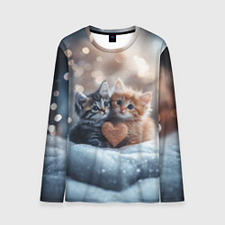 Мужской лонгслив Влюбленные котята с сердечком