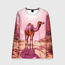 Лонгслив мужской Верблюд в розовой пустыне, цвет: 3D-принт