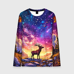 Мужской лонгслив Лось и звездное небо