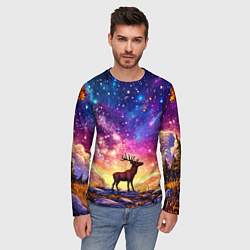 Лонгслив мужской Лось и звездное небо, цвет: 3D-принт — фото 2