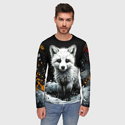 Лонгслив мужской Песец на черном, цвет: 3D-принт — фото 2