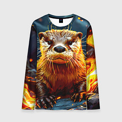 Лонгслив мужской Выдра в огне, цвет: 3D-принт