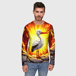 Лонгслив мужской Аист в огне, цвет: 3D-принт — фото 2