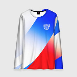 Лонгслив мужской Герб России на фоне цветов флага градиент, цвет: 3D-принт