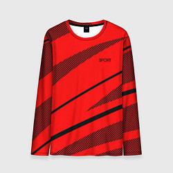Лонгслив мужской Sport красный с чёрным полосами, цвет: 3D-принт