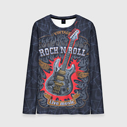 Лонгслив мужской Рок гитара: рок-н-ролл на металле, цвет: 3D-принт