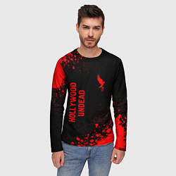 Лонгслив мужской Hollywood Undead - red gradient вертикально, цвет: 3D-принт — фото 2