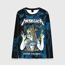 Лонгслив мужской Metallica - skeleton and butterflies, цвет: 3D-принт