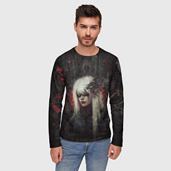Лонгслив мужской Беловолосая девушка-киборг, цвет: 3D-принт — фото 2